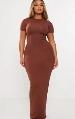 Shape Dark Brown Sculpted Maxi Dress