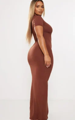Shape Dark Brown Sculpted Maxi Dress