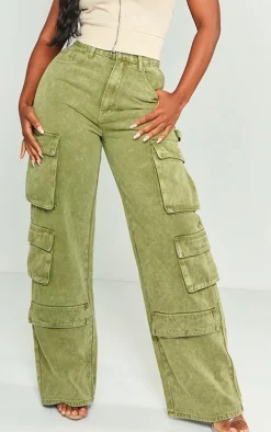 Shape Dark Green Vintage Pocket Wide Leg Cargo Jeans