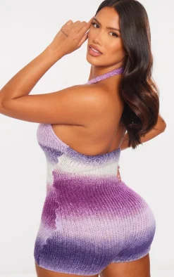 Shape Dark Purple Ombre Knit Ring Detail Unitard