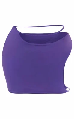 Shape Dark Purple Slinky Cut Out Mini Skirt