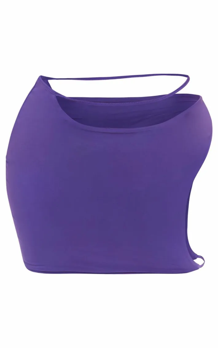 Shape Dark Purple Slinky Cut Out Mini Skirt