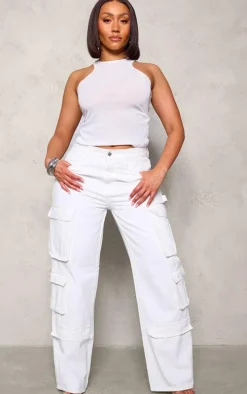 Shape Ecru Pocket Wide Leg Cargo Jeans