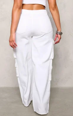 Shape Ecru Pocket Wide Leg Cargo Jeans