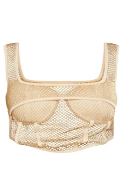 Shape Gold Glitter Fishnet Cup Insert Corset