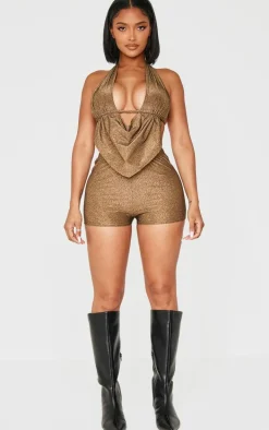 Shape Gold Glitter Lurex Mini Shorts