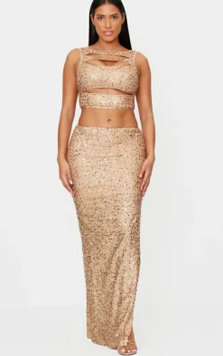 Shape Gold Sequin Maxi Skirt