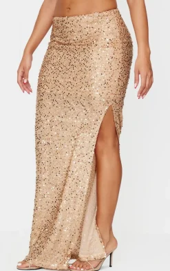 Shape Gold Sequin Maxi Skirt