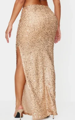 Shape Gold Sequin Maxi Skirt
