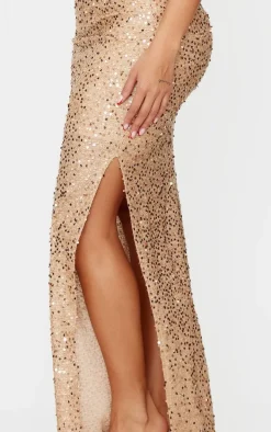 Shape Gold Sequin Maxi Skirt