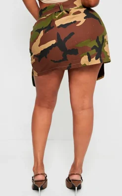 Shape Green Camo Print Pocket Detail Mini Skirt