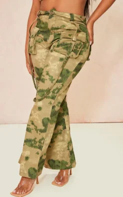 Shape Green Camo Printed High Waisted Cargo's