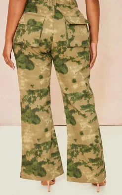 Shape Green Camo Printed High Waisted Cargo's