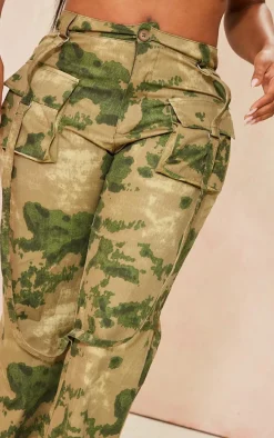Shape Green Camo Printed High Waisted Cargo's