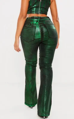 Shape Green Denim Metallic Flare Jeans