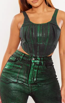 Shape Green Denim Metallic Flare Jeans