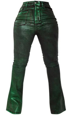 Shape Green Denim Metallic Flare Jeans