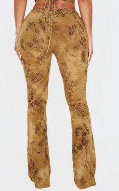 Shape Green Devore Dipped Waist Rushed Pants