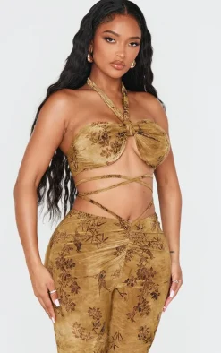 Shape Green Devore Knot Front Bralet