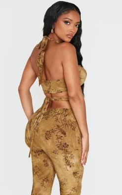 Shape Green Devore Knot Front Bralet