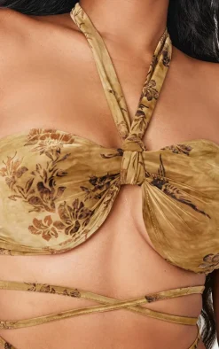 Shape Green Devore Knot Front Bralet