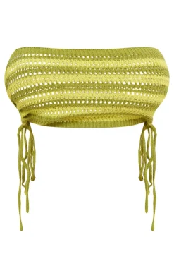 Shape Green Knit Contrast Lace Up Bandeau