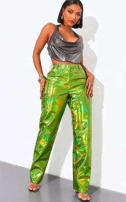 Shape Green Metallic Straight Leg Pants