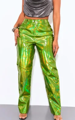 Shape Green Metallic Straight Leg Pants