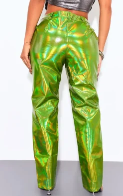 Shape Green Metallic Straight Leg Pants
