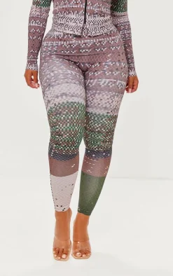Shape Green Pixel Camo Print Branded Gym Leggings