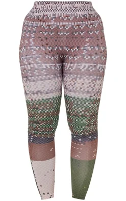 Shape Green Pixel Camo Print Branded Gym Leggings