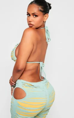 Shape Green Seamless Shredded Detail Bralet