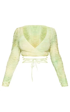 Shape Green Shredded Seamless Tie Crop Top