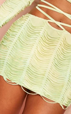 Shape Green Shredded Seamless Mini Skirt