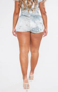 Shape Green Slinky Camo Print Low Rise Hot Pants