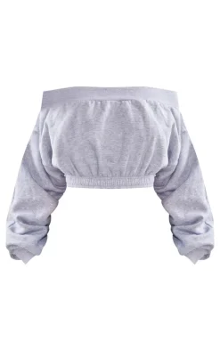 Shape Grey Bardot Ruched Detail Sweatshirt