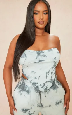 Shape Grey Camo Printed Seam Detail Bandeau