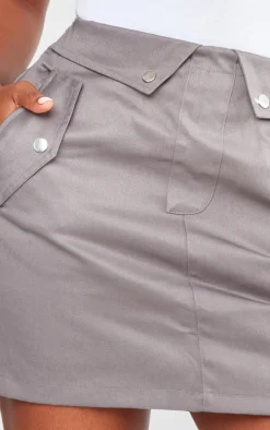 Shape Grey Cargo Fold Waistband Pocket Detail Mini Skirt