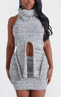 Shape Grey Contrast Knit Mini Skirt