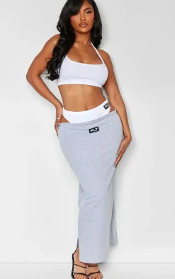 Shape Grey Cotton Badge Panties Insert Maxi Skirt