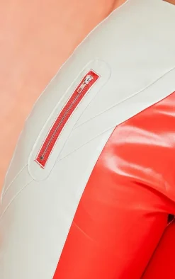 Shape Grey Faux Leather Color Block Skinny Pants