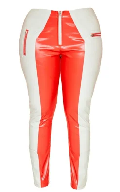 Shape Grey Faux Leather Color Block Skinny Pants