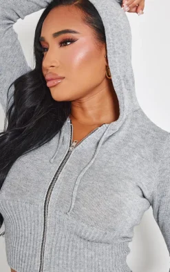 Shape Grey Knitted Zip Through Jacket