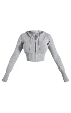 Shape Grey Knitted Zip Through Jacket