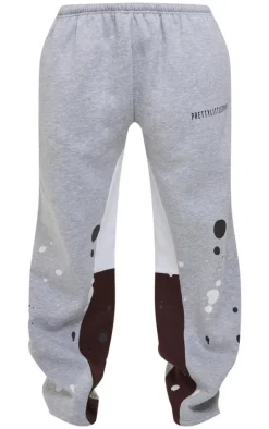 Shape Grey Marl Printed Paint Splat Detail Wide Leg Sweatpants