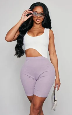 Shape Grey Marl Ribbed Biker Shorts