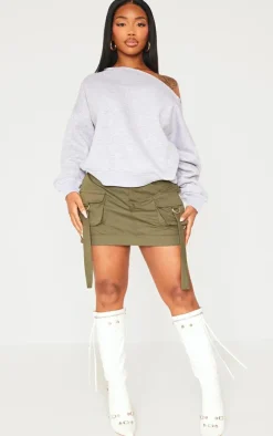 Shape Grey Marl Sweat Raw Edge Slouch Sweatshirt