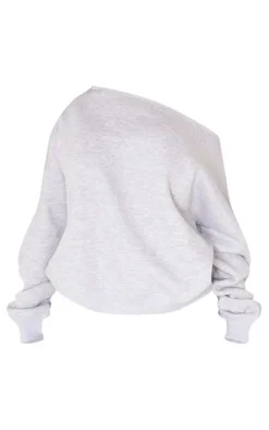 Shape Grey Marl Sweat Raw Edge Slouch Sweatshirt