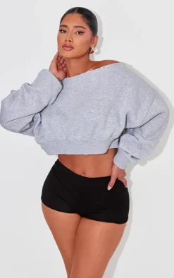 Shape Grey Marl Sweat Slouch Crop Sweatshirt