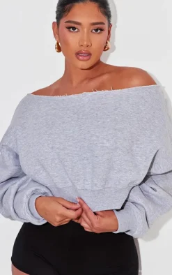 Shape Grey Marl Sweat Slouch Crop Sweatshirt